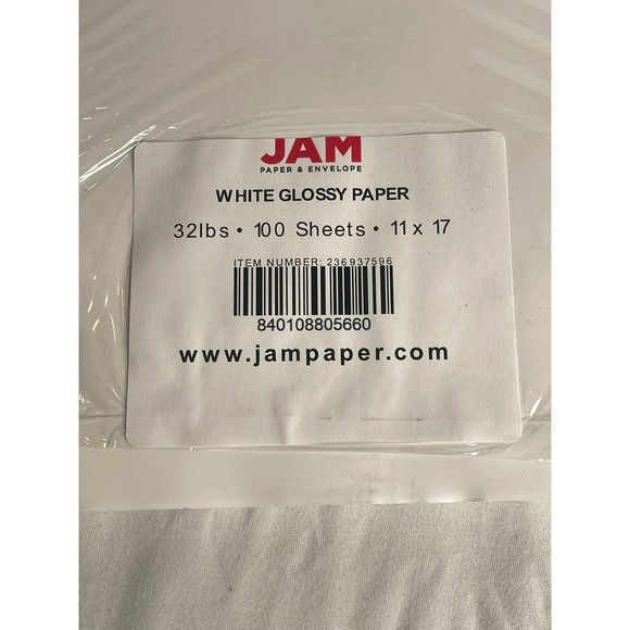 JAM Paper White Glossy Paper 32lb 11 x 17 Ledger 100 Sheets 236937596 NEW - Picture 2 of 3